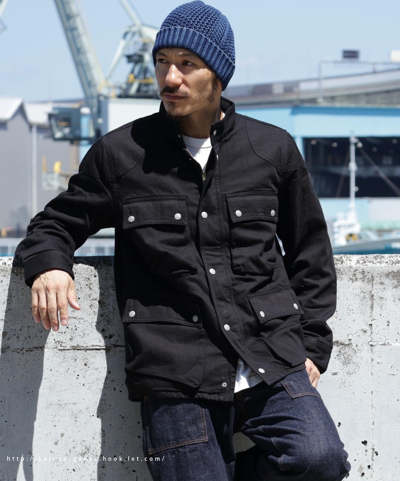 児島ジーンズ　デニムライダースジャケット　ライダース　デニム　kojima 13oz Denim Stretch Single Riders Jacket / 13oz デニム
