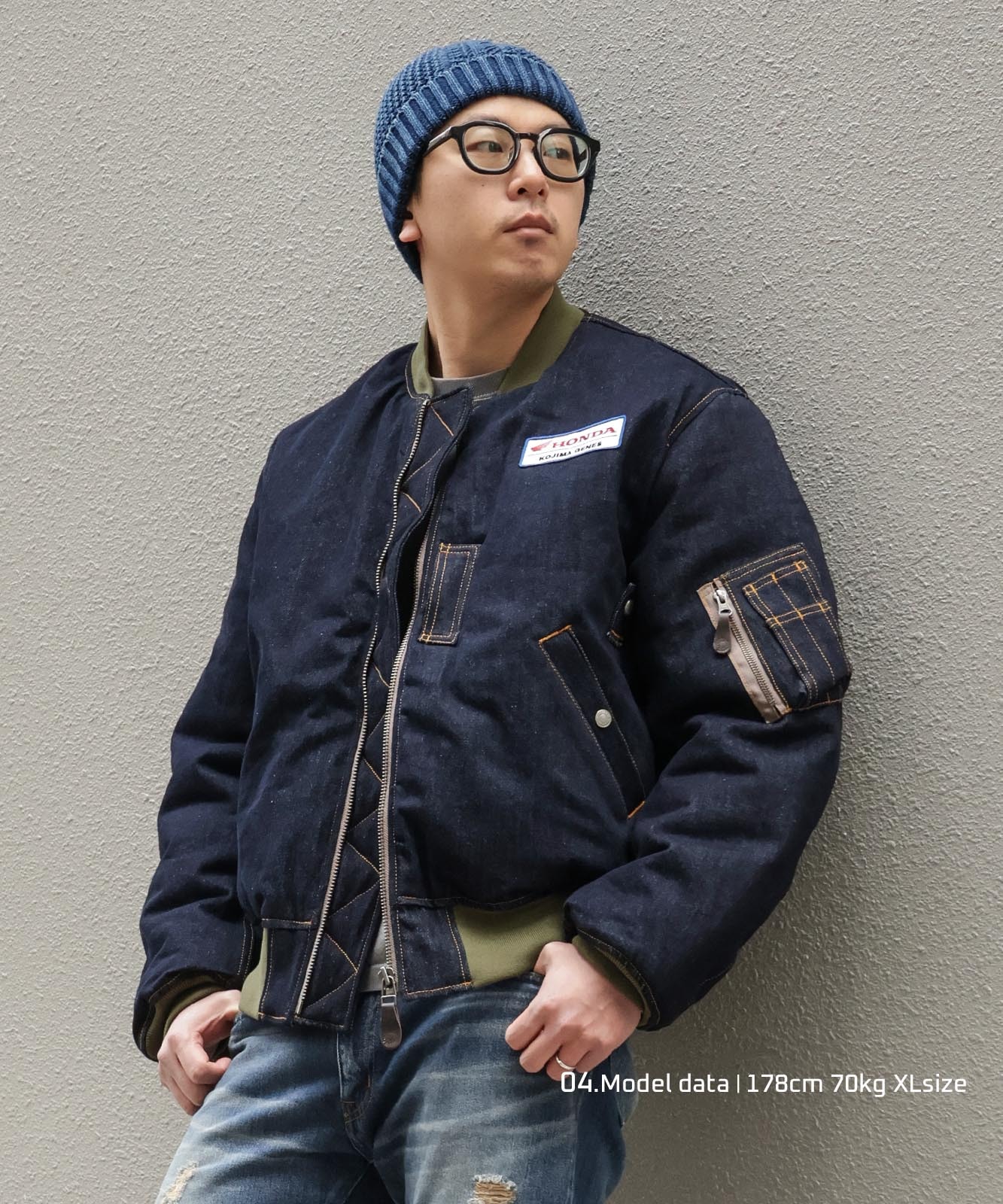 Honda Collab Denim MA-1 Flight Jacket by KGR / ホンダコラボ デニム
