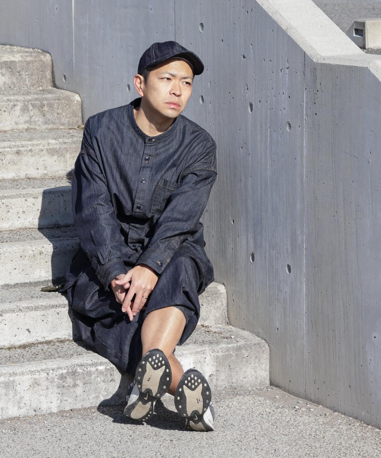 Big Silhouette No Collar Shirt by LELAX / ビッグシルエットノーカラーシャツ by LELAX