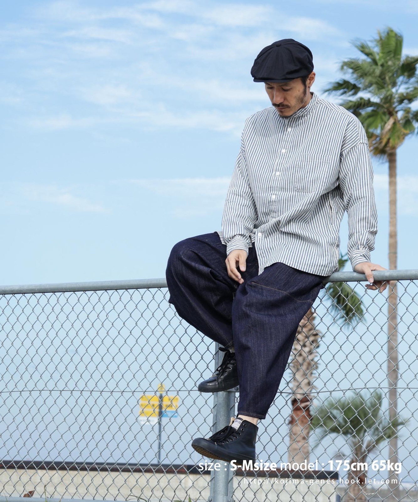 Big Silhouette No Collar Hickory Shirt by LELAX / ӥå륨åȥΡ顼ҥå꡼ by LELAX