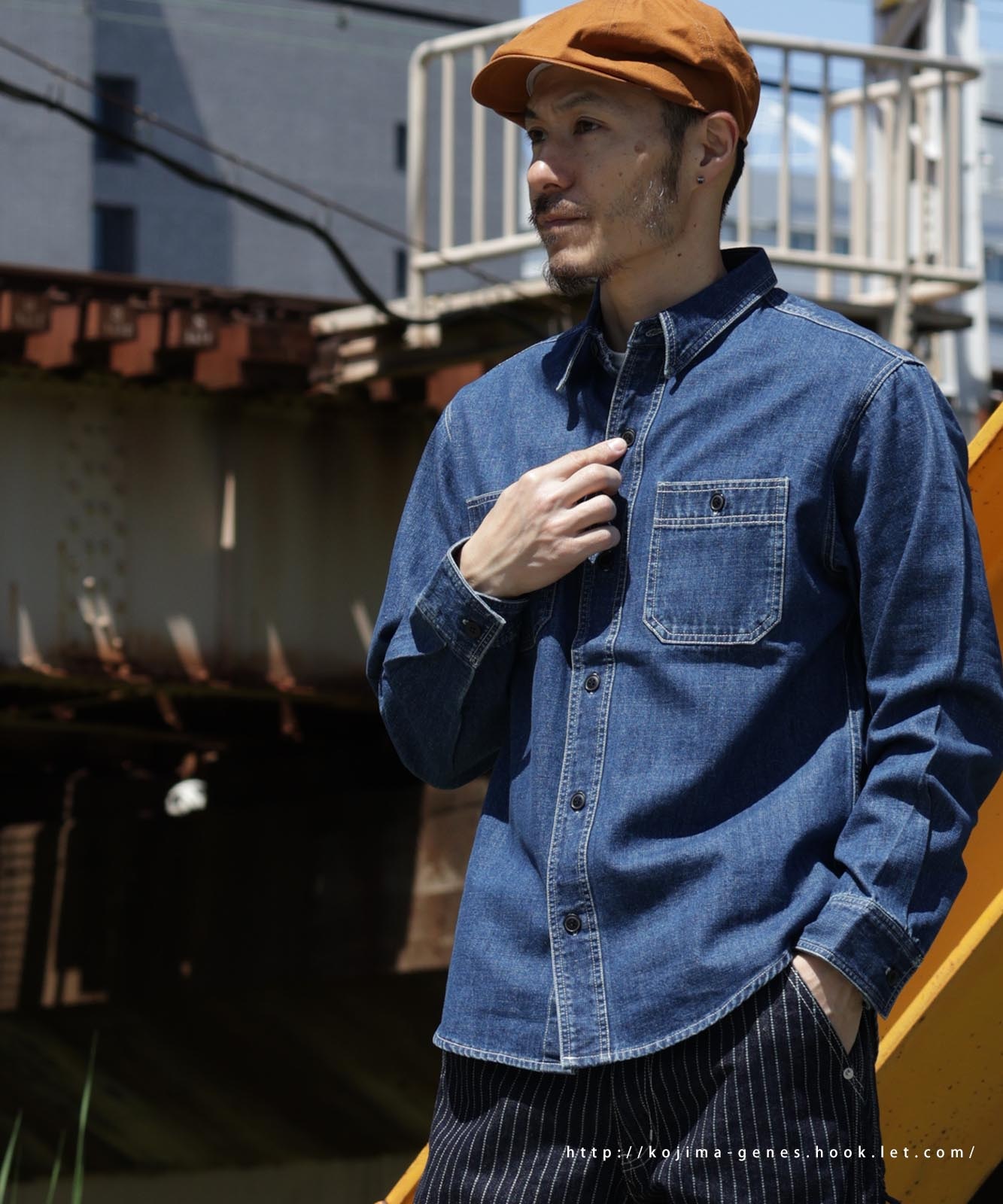Denim Work Shirt Usedwell by KGR / デニムワークシャツ ユーズドウェル by KGR