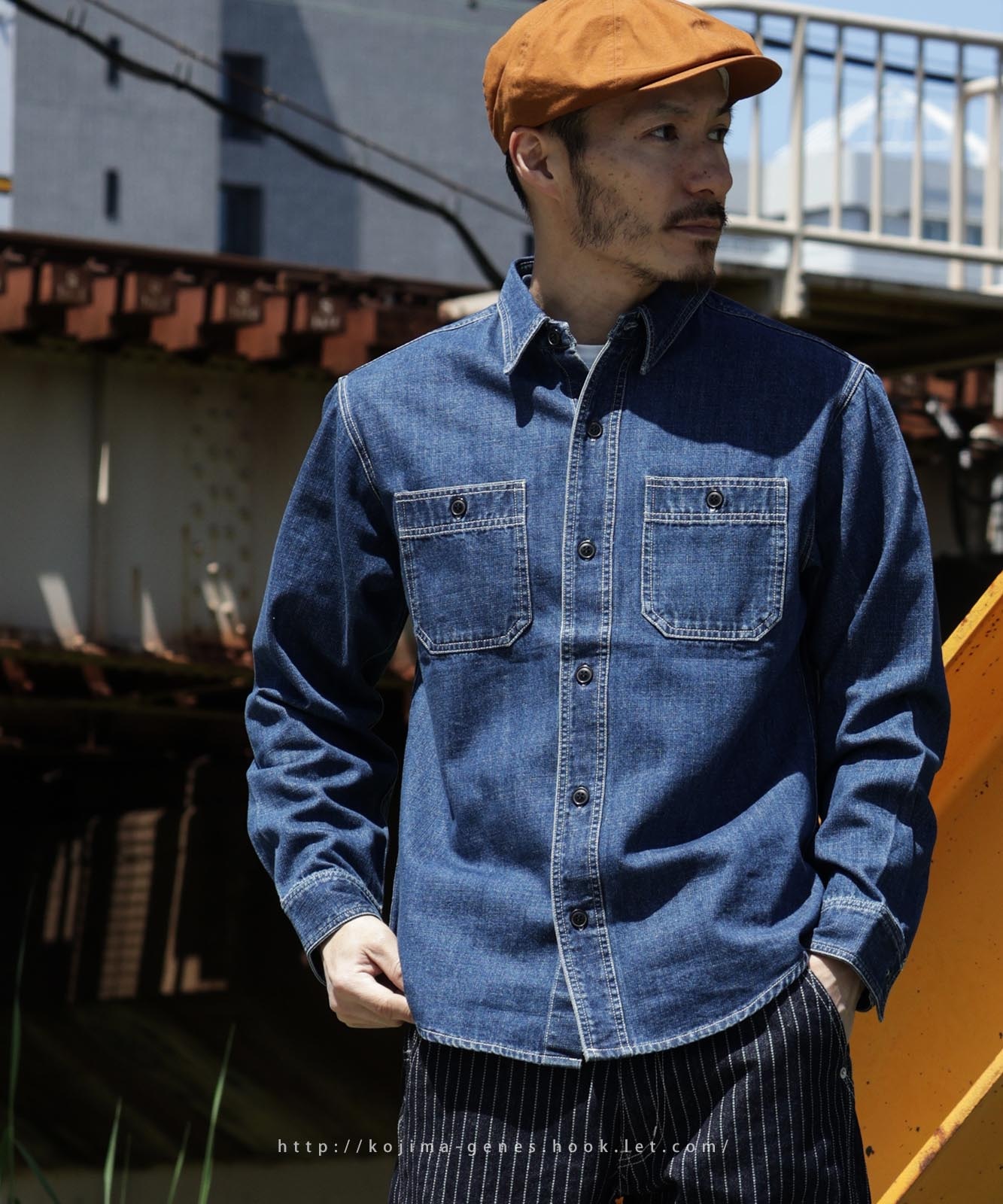 Denim Work Shirt Usedwell by KGR / デニムワークシャツ ユーズド