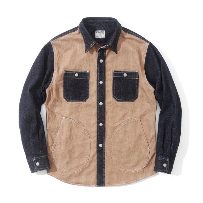 Denim Combo Herringbone Shirt / デニムコンボヘリンボーンシャツ