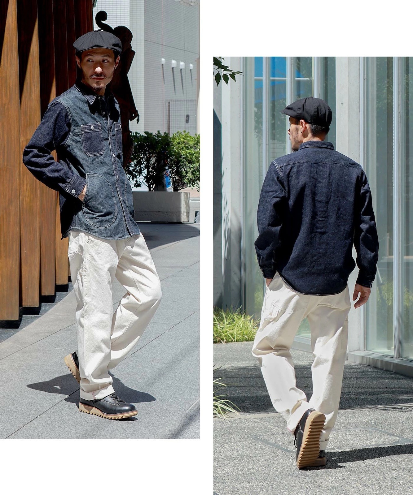 Denim Combo Herringbone Shirt / デニムコンボヘリンボーンシャツ