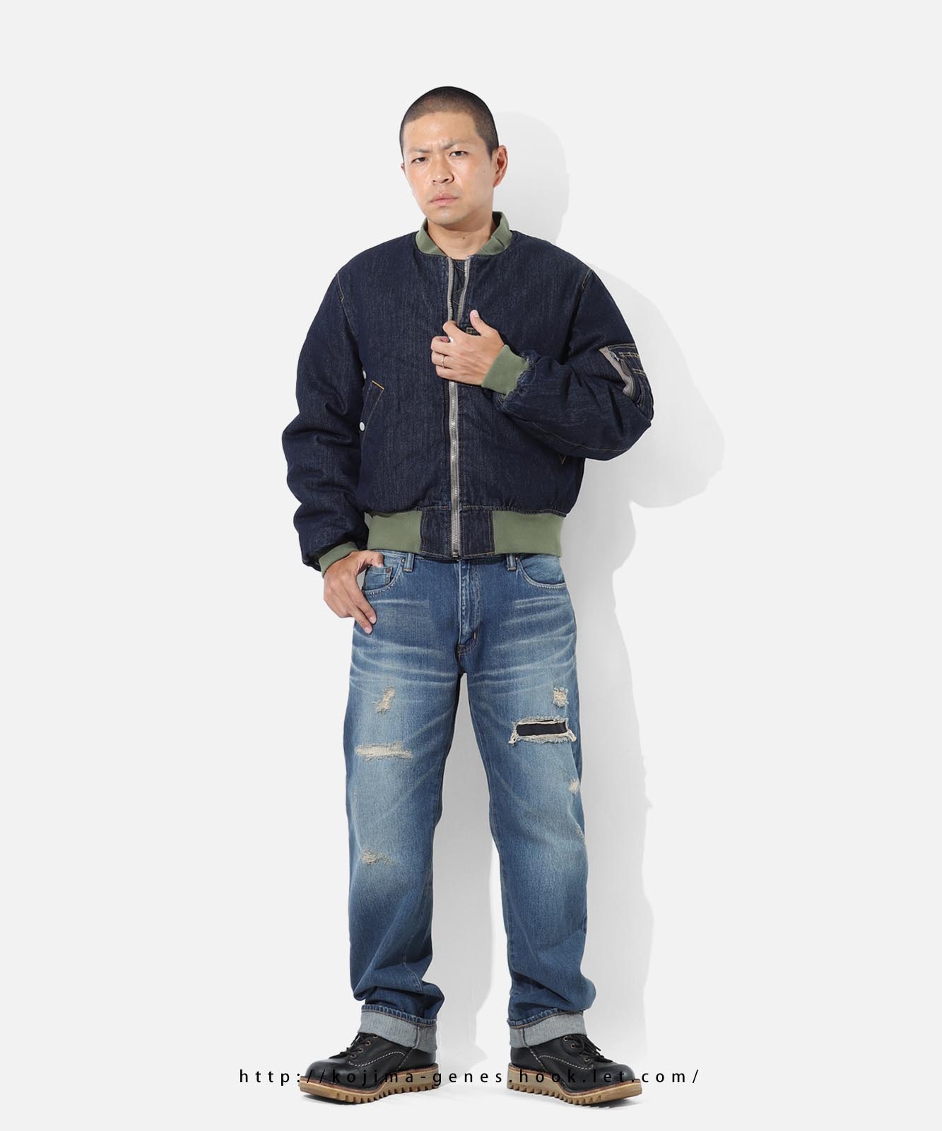 Project GR MA-1ジャケット Denim MA-1 Flight Jacket by KGR / デニムMA-1フライトジャケット by