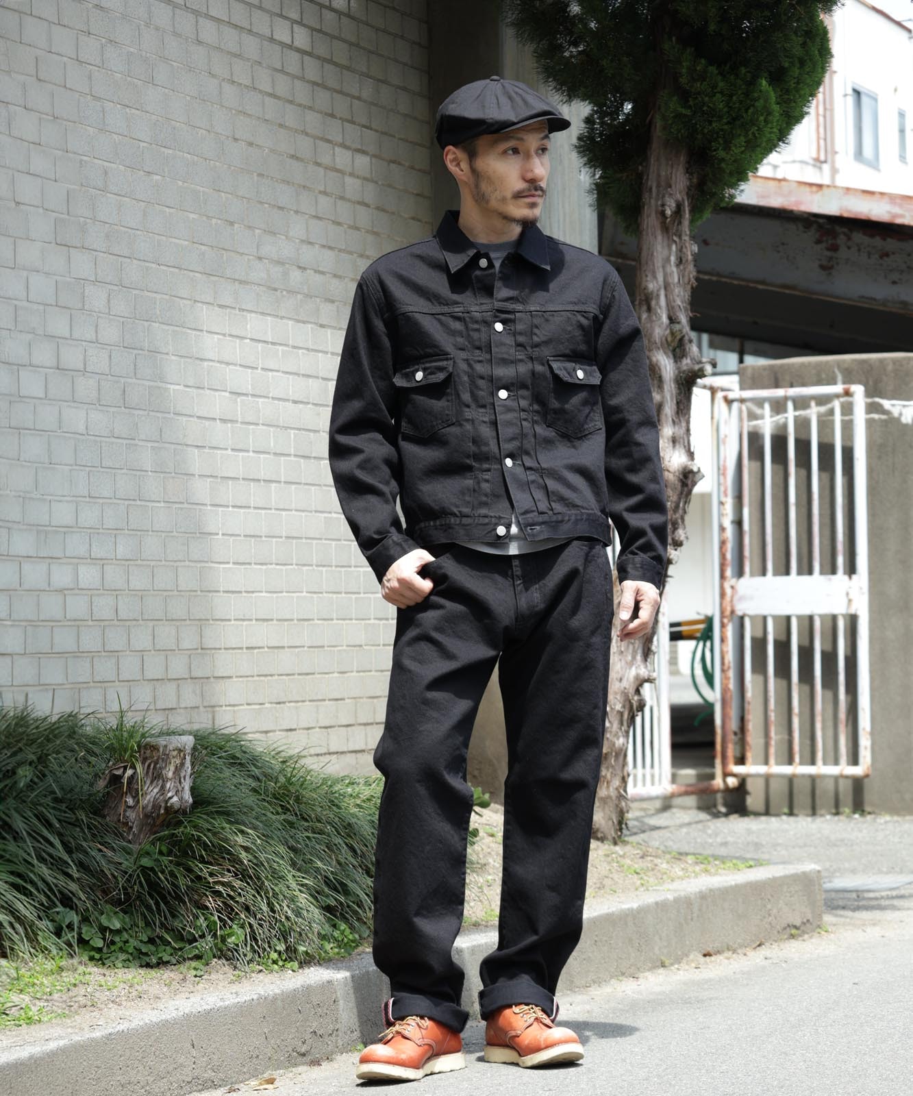 【（;;）さん専用】 BADWAY ブラックデニムジャケット BADWAY バッドウェイデニムセットアップブラックデニムジャケット