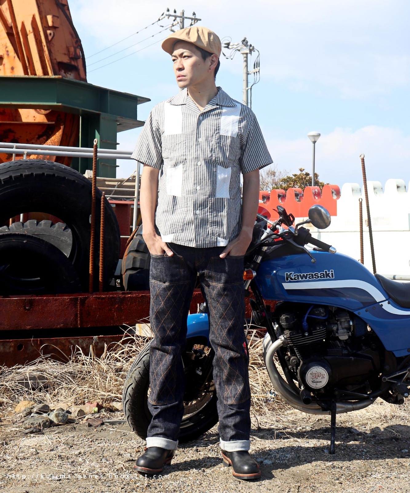 希少 多ポケット ダブルニー EB219 BLK 21oz W-knee Straight Denim / 21oz ダブルニーストレートデニム