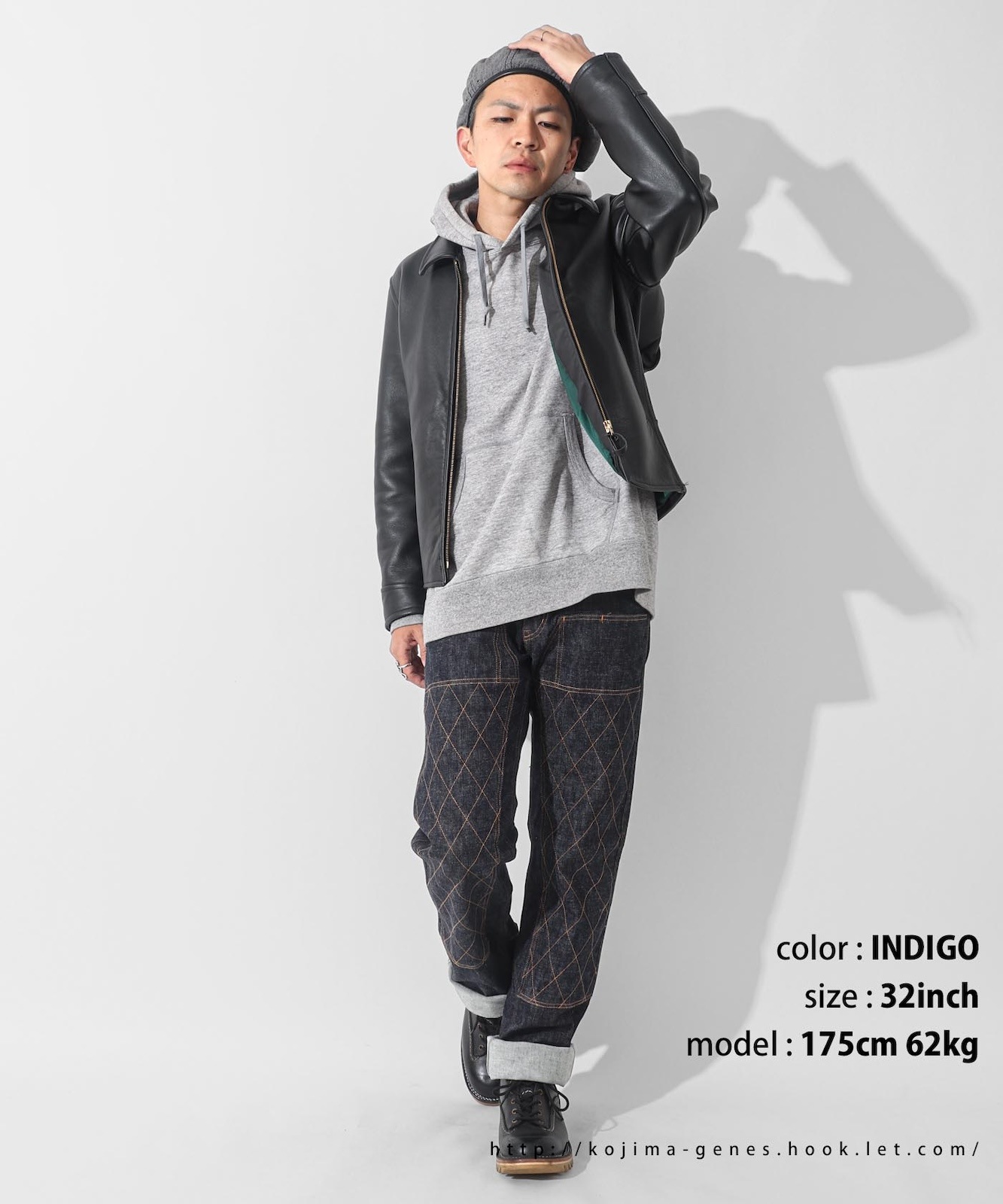 希少 多ポケット ダブルニー EB219 BLK 21oz W-knee Straight Denim / 21oz ダブルニーストレートデニム