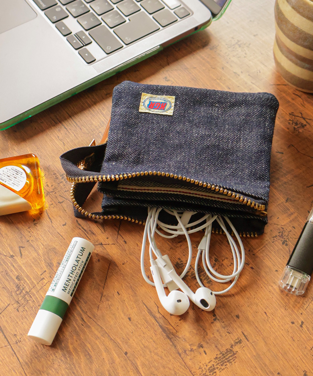 Selvedge Denim Pouch M Size by KGR / セルビッチデニムポーチ Mサイズ by KGR