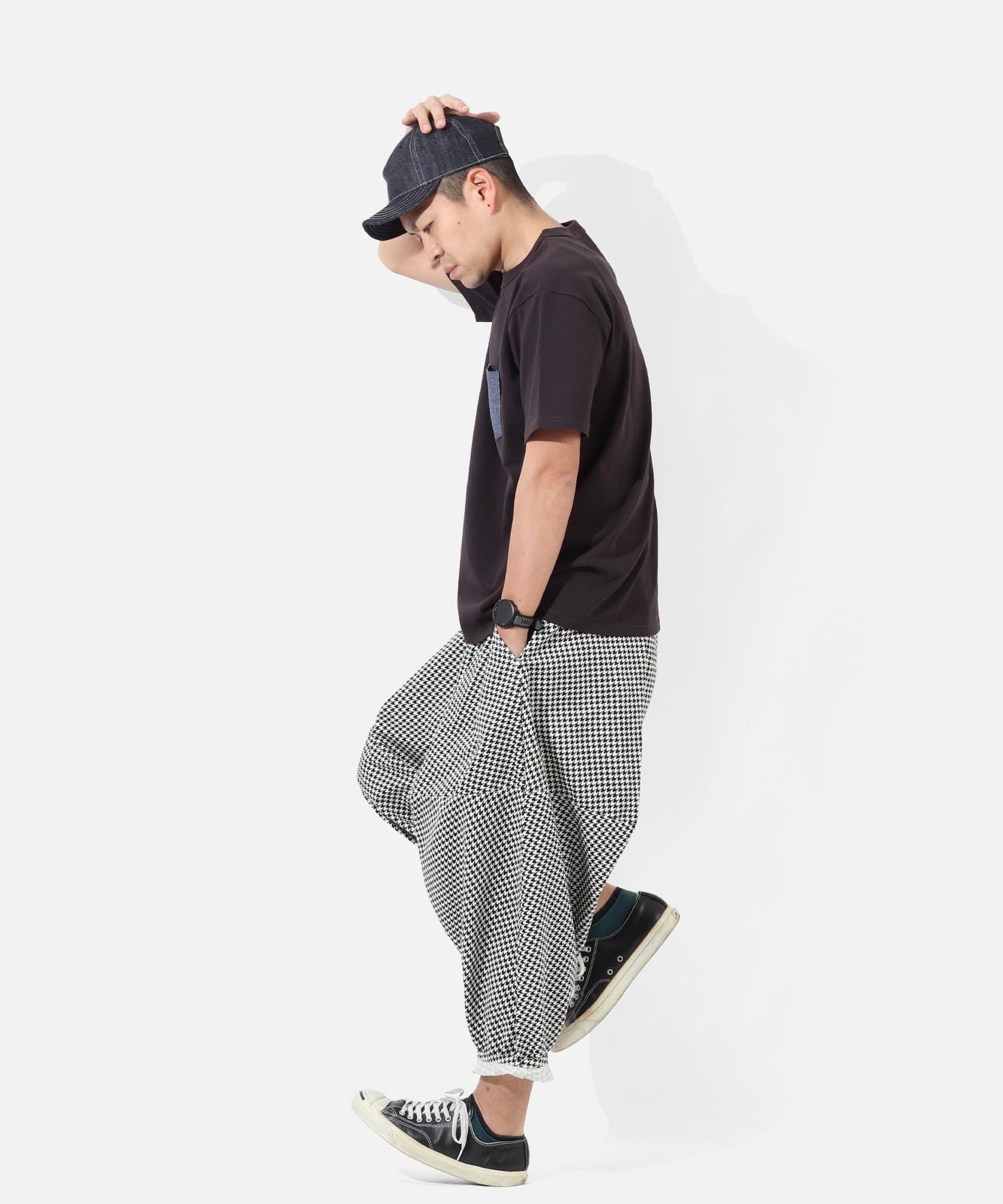 べに緒バルーンパンツご依頼ページ　ライトグレーと黒 Houndstooth Check Ballon Pants 2 by LELAX / 千鳥 バルーンパンツ2