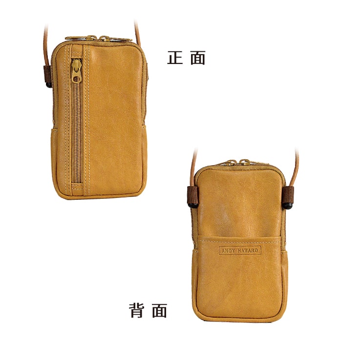 スマホショルダー サコッシュ スマホポーチ 日本製 豊岡製鞄 メンズ 旅行 外出 シンプル 黒 キャメル ANDY HAWARD KBN16450