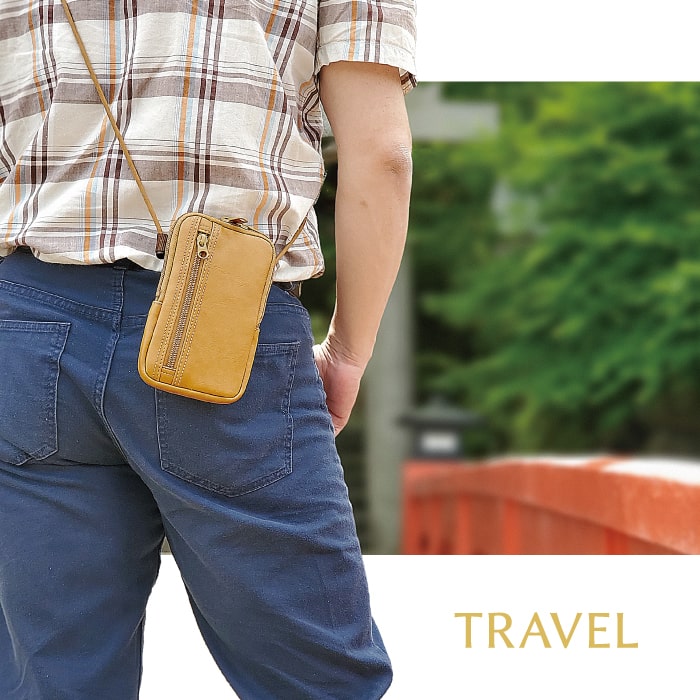 スマホショルダー サコッシュ スマホポーチ 日本製 豊岡製鞄 メンズ 旅行 外出 シンプル 黒 キャメル ANDY HAWARD KBN16450