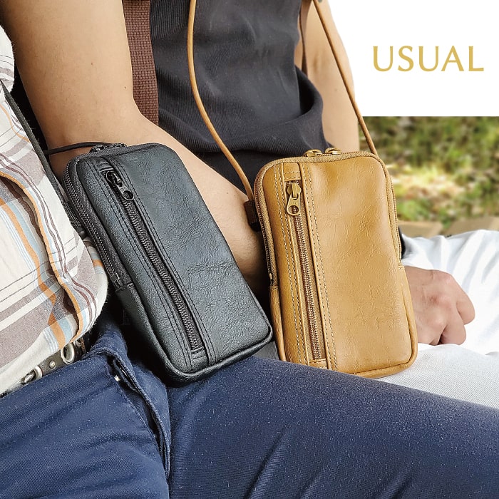 スマホショルダー サコッシュ スマホポーチ 日本製 豊岡製鞄 メンズ 旅行 外出 シンプル 黒 キャメル ANDY HAWARD KBN16450