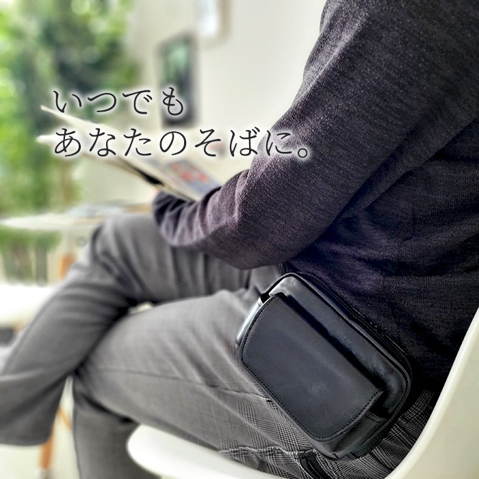ベルトポーチ スマホケース メンズ 国産 日本製 牛革 レザー 横 横型 黒 ベルト通し BLAZER CLUB 黒 KBN25649