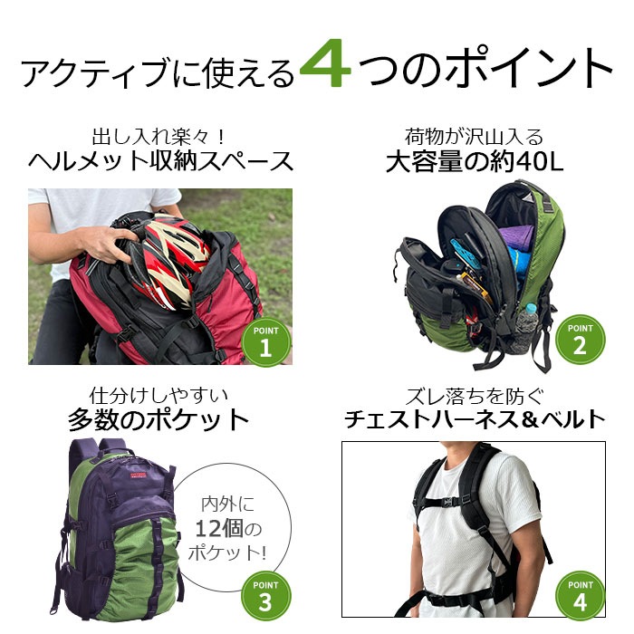 防災の日 ヘルメットリュック デイパック メンズ ヘルメットイン ボール 自転車 バイク スポーツ 現場 大容量 40Ｌ GULLWING KBN42592