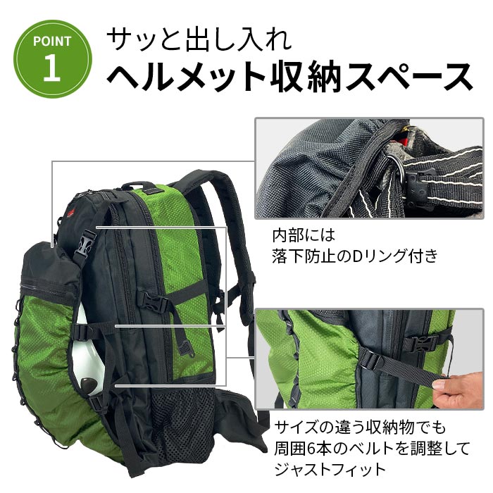 防災の日 ヘルメットリュック デイパック メンズ ヘルメットイン ボール 自転車 バイク スポーツ 現場 大容量 40Ｌ GULLWING KBN42592