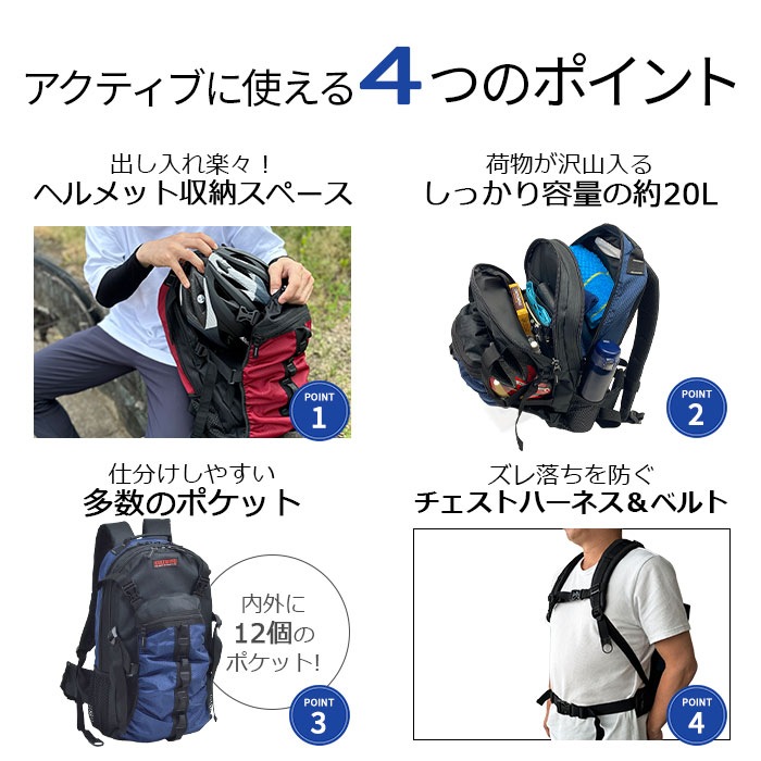 防災の日 ヘルメットリュック デイパック メンズ ヘルメットイン ボール 自転車 バイク スポーツ 現場 大容量 20L GULLWING KBN42593