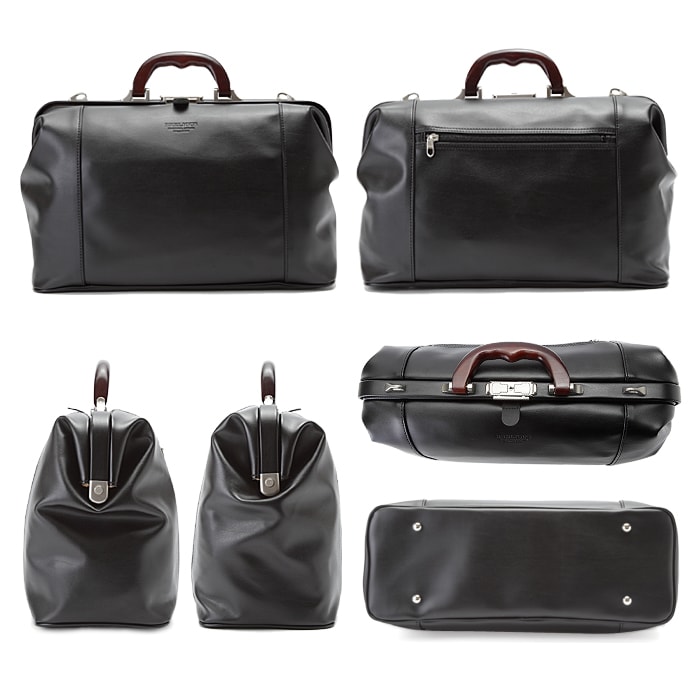 ダレスバッグ ボストンバッグ ビジネスバッグ 日本製 豊岡製鞄 メンズ A4ファイル 天然木手 口枠 高級感 通勤 旅行 出張 黒 KBN10428 ブレリアス BRELIOUS