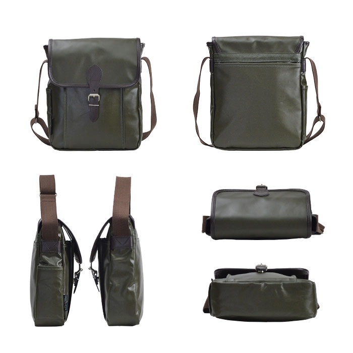 ショルダーバッグ メンズ 撥水 軽量 日本製 豊岡製鞄 B5対応 フラップ 綿ツイル 縦 縦型 紺 カーキ BLAZER CLUB KBN16465