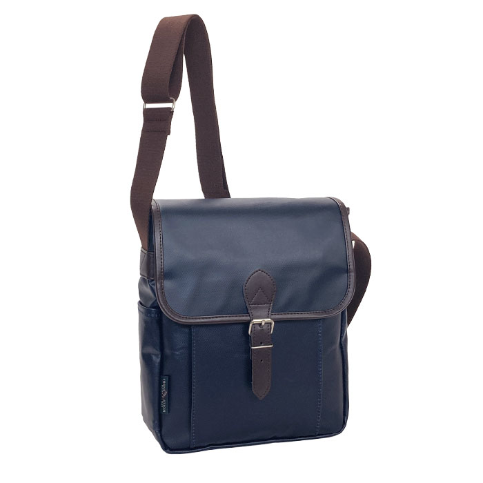 ショルダーバッグ メンズ 撥水 軽量 日本製 豊岡製鞄 B5対応 フラップ 綿ツイル 縦 縦型 紺 カーキ BLAZER CLUB KBN16465