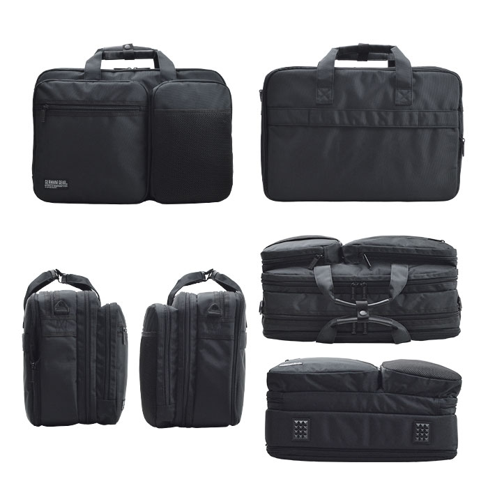 ビジネスバッグ メンズ 大容量 B4ファイル 2層 タブレット対応 マチ拡張 出張 ブリーフケース 黒 横 横型 GERMANE GEAR KBN26700