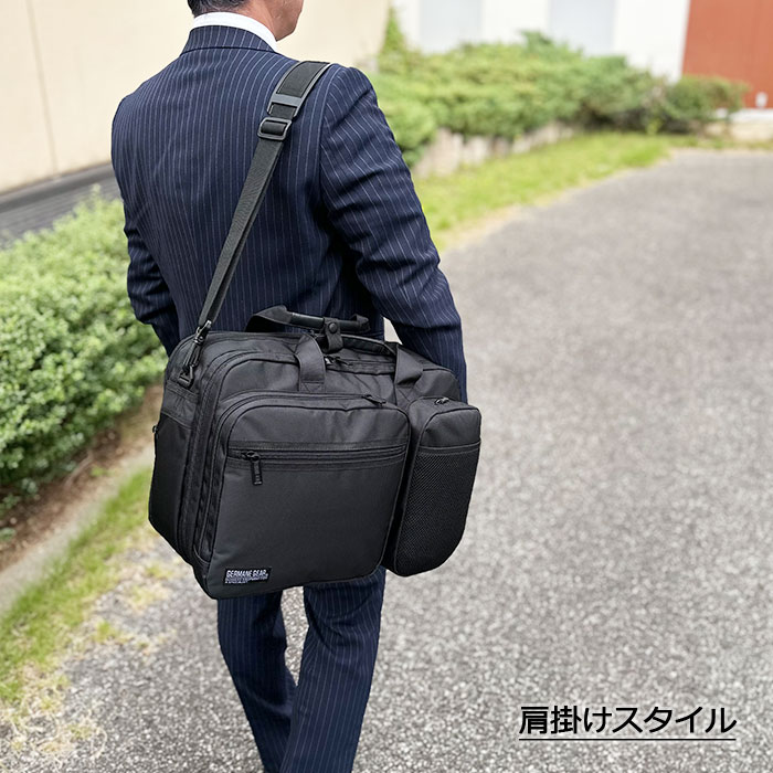 ビジネスバッグ メンズ 大容量 B4 2層 タブレット対応 マチ拡張 出張 ブリーフケース 黒 横 横型 GERMANE GEAR KBN26701