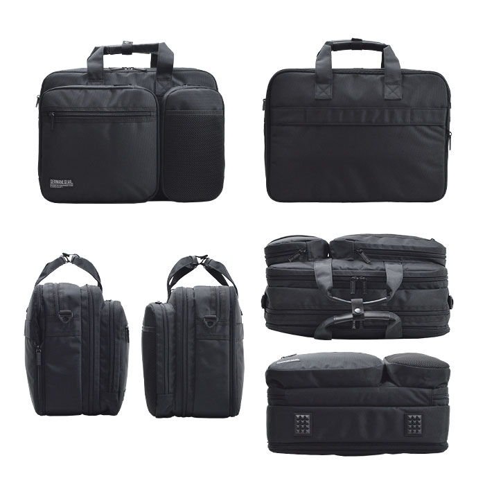 ビジネスバッグ メンズ 大容量 B4 2層 タブレット対応 マチ拡張 出張 ブリーフケース 黒 横 横型 GERMANE GEAR KBN26701