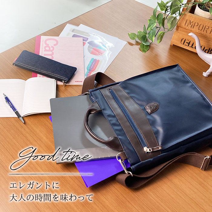 ショルダーバッグ トートバッグ メンズ 撥水 軽量 A4ファイル 綿ツイル 縦 縦型 日本製 国産 豊岡製鞄 紺 カーキ BLAZER CLUB KBN26699