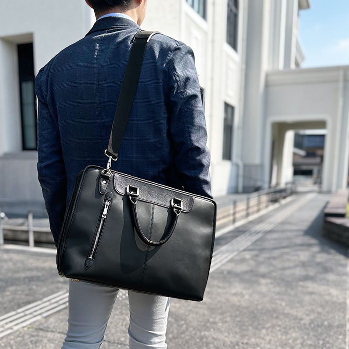 ビジネスバッグ ブリーフケース B4 2WAY 大開き 自立 メンズ タブレット収納対応 黒 紺 ハミルトン HAMILTON KBN26712