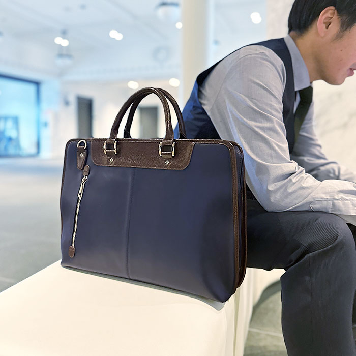 ビジネスバッグ ブリーフケース B4 2WAY 大開き 自立 メンズ タブレット収納対応 黒 紺 ハミルトン HAMILTON KBN26712