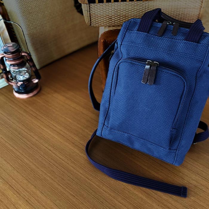 リュック デイパック 手提げバッグ 日本製 豊岡製鞄 A4サイズ 刺し子 綿 柔道着 丈夫 メンズ レディース 縦 縦型  2WAY 大開き 和風 小ぶり 鞄の國 KBN01033  　