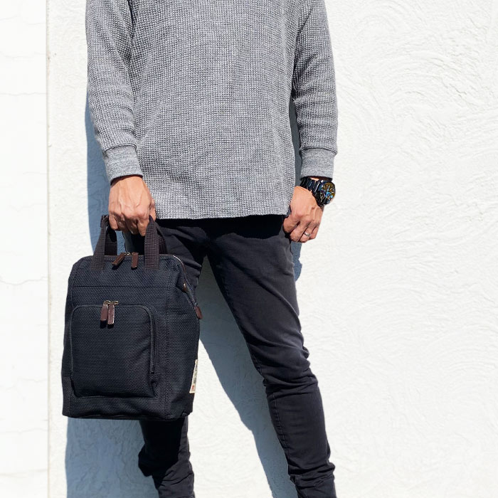 リュック デイパック 手提げバッグ 日本製 豊岡製鞄 A4サイズ 刺し子 綿 柔道着 丈夫 メンズ レディース 縦 縦型  2WAY 大開き 和風 小ぶり 鞄の國 KBN01033  　