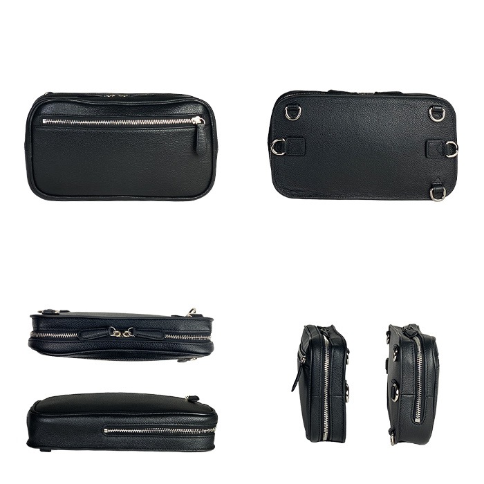 ショルダーバッグ ボディバッグ  牛革 レザー メンズ  4WAY 横 縦 カジュアル サステナブル SDGs HAMILTON -Grandeur- KBN16466