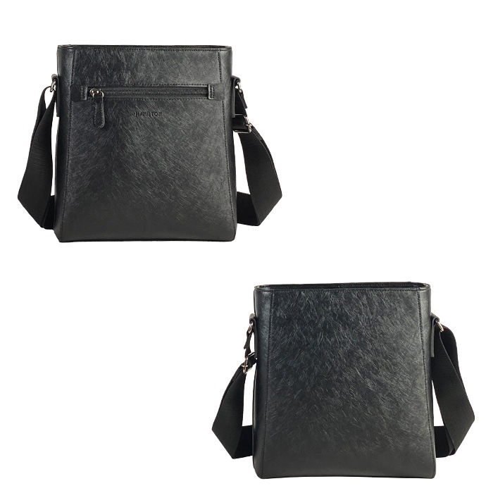 ショルダーバッグ メンズ  カジュアル 黒 縦 縦型 水シボ 軽量 街持ち ショッピング おしゃれ 大人 プレゼント 父の日 HAMILTON KBN16477