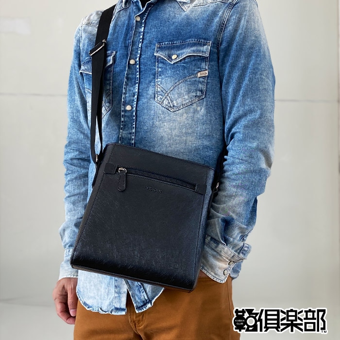 ショルダーバッグ メンズ  カジュアル 黒 縦 縦型 水シボ 軽量 街持ち ショッピング おしゃれ 大人 プレゼント 父の日 HAMILTON KBN16477