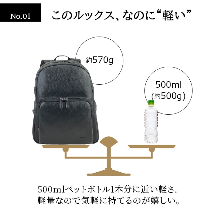 リュック デイパック メンズ レディース A4サイズ カジュアル  縦 縦型 水シボ 大開き 軽量 街持ち 小さめ 大人 おしゃれ プレゼント HAMILTON KBN42596