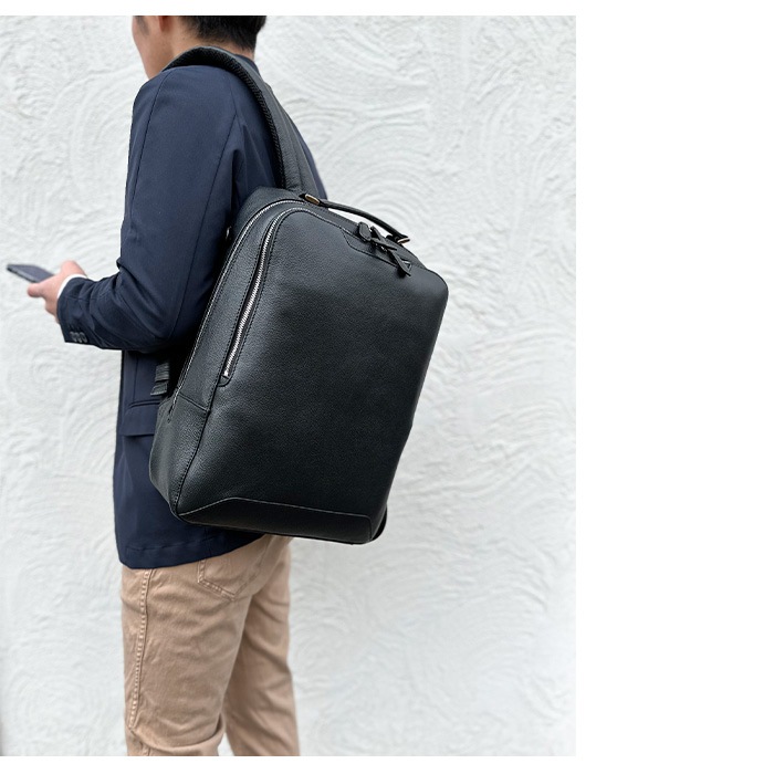 リュックサック デイパック 牛革 レザー メンズ レディース B4サイズ対応 タブレット収納 縦 縦型 カジュアル 2層 サステナブル SDGs HAMILTON -Grandeur- KBN42586