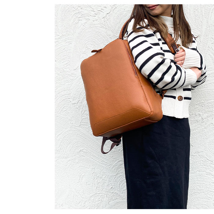 リュックサック デイパック 牛革 レザー メンズ レディース B4サイズ対応 タブレット収納 縦 縦型 カジュアル 2層 サステナブル SDGs HAMILTON -Grandeur- KBN42586