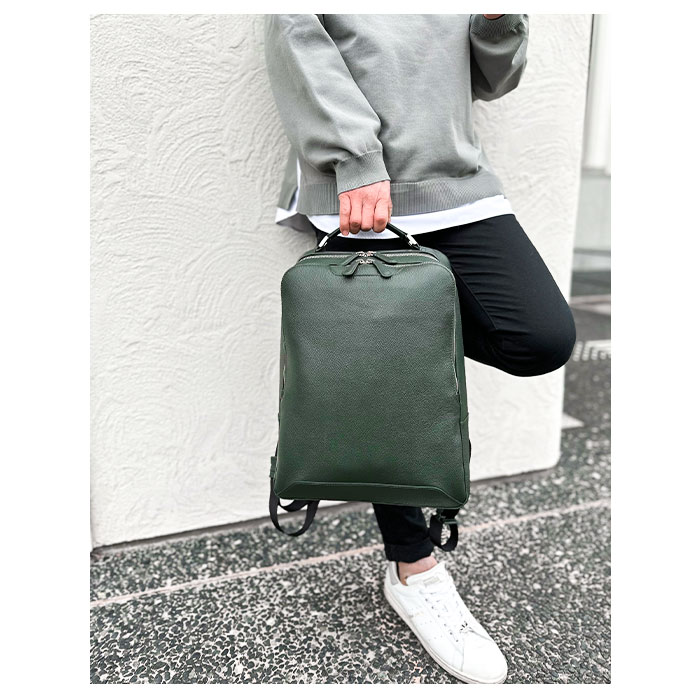 リュックサック デイパック 牛革 レザー メンズ レディース B4サイズ対応 タブレット収納 縦 縦型 カジュアル 2層 サステナブル SDGs HAMILTON -Grandeur- KBN42586