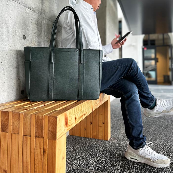 トートバッグ ビジネスバッグ 牛革 レザー メンズ レディース B4サイズ対応 タブレット収納 横 横型 ビジネス カジュアル サステナブル SDGs HAMILTON -Grandeur- KBN53436