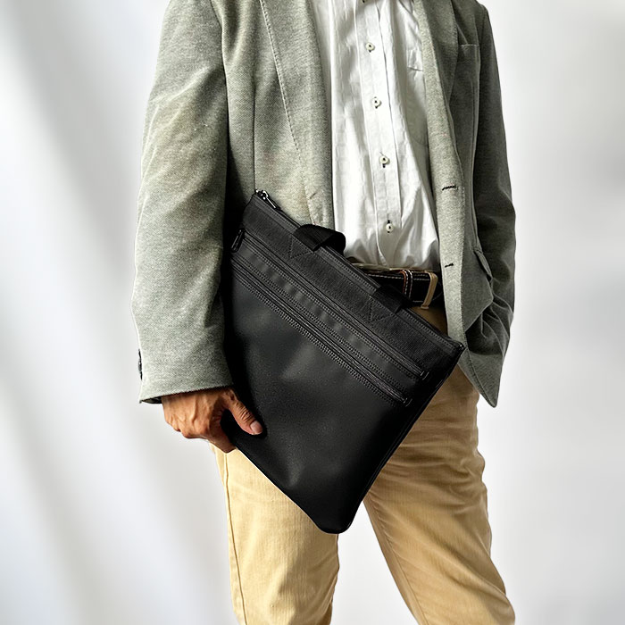 スリムトートバッグ メンズ レディース A4クリアファイル 軽量 マチなし 日本製 豊岡製鞄 サブバッグ ビジネスバッグ ブリーフケース  通勤 通学 習い事 補助バッグ 塾 手提げ 黒 ブラック BLAZER CLUB  KBN26289