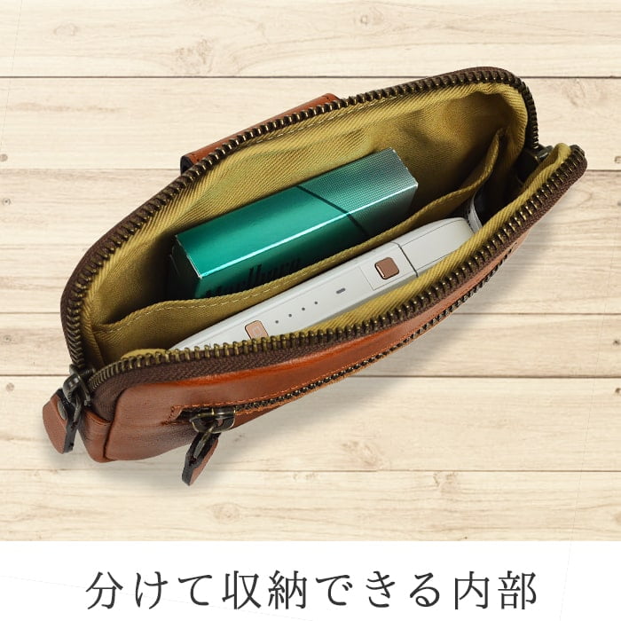 ベルトポーチ ミニポーチ スマホポーチ 日本製 メンズ 牛革 本革 オイルレザー ミニ コンパクト 黒 茶 KBN25898 ブレザークラブ BLAZER CLUB
