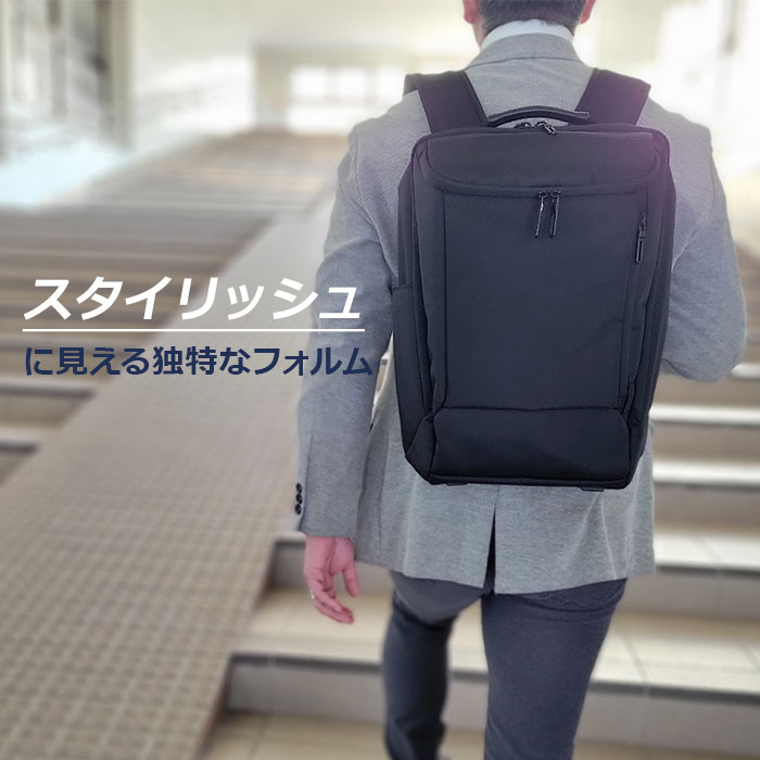 ビジネスリュック ビジネスバッグ メンズ B4 PC収納 タブレット収納 1680D 縦 縦型 黒 紺 GRAFIT KBN42583