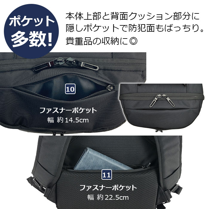 ビジネスリュック ビジネスバッグ メンズ B4 PC収納 タブレット収納 1680D 縦 縦型 黒 紺 GRAFIT KBN42583