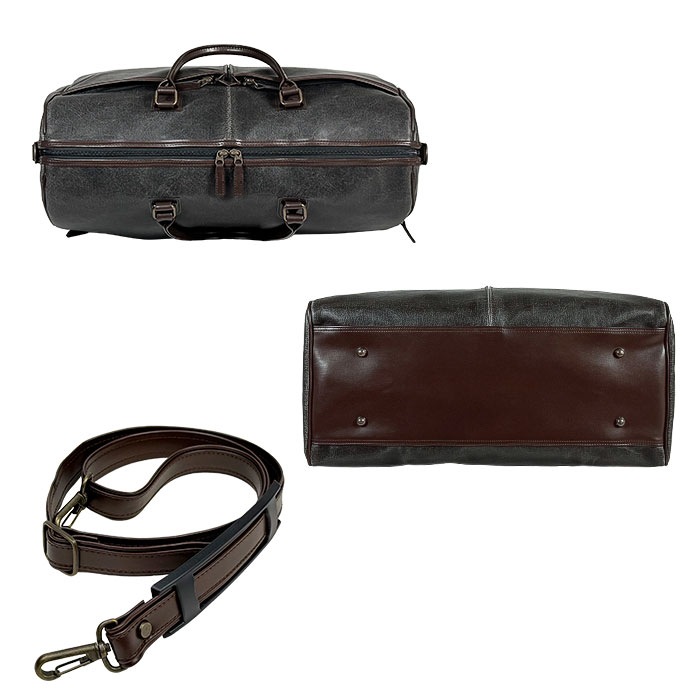 ボストンバッグ 日本製 豊岡製鞄 メンズ レディース 白化合皮 レトロ ヴィンテージ 旅行 出張 黒 キャメル 2泊 3泊 32L BRELIOUS KBN10438