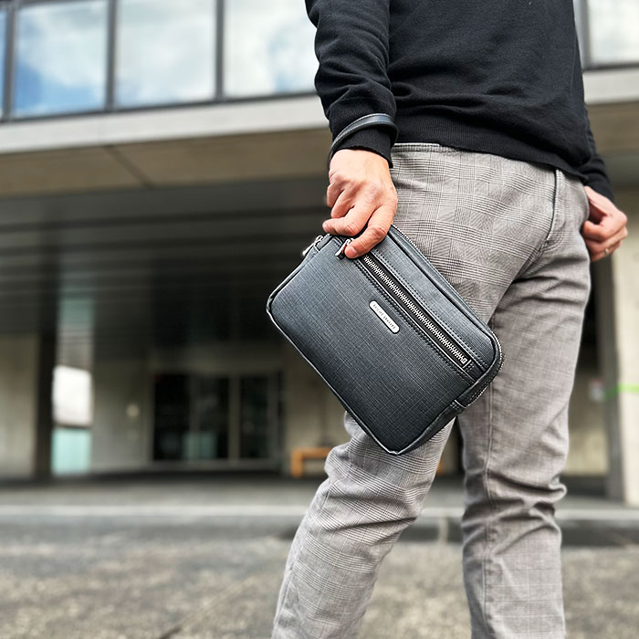 セカンドバッグ クラッチバッグ 日本製 豊岡製鞄 メンズ 高機能PVC 抗菌 耐アルコール ループハンドル付き セカンドポーチ PHILIPE LANGLET KBN25946