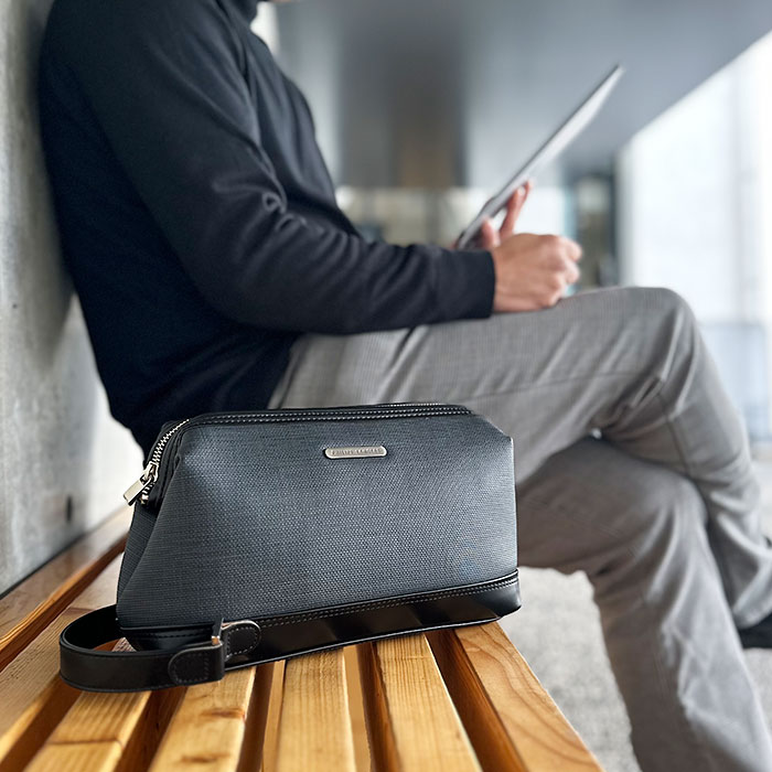 セカンドバッグ クラッチバッグ 日本製 豊岡製鞄 メンズ 高機能PVC 抗菌 耐アルコール ハンドル付き がま口 セカンドポーチ PHILIPE LANGLET KBN25944