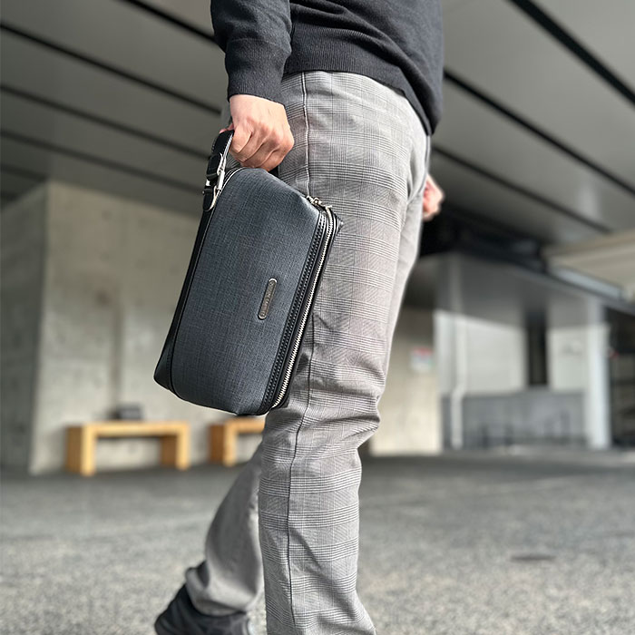 セカンドバッグ クラッチバッグ 日本製 豊岡製鞄 メンズ 高機能PVC 抗菌 耐アルコール ハンドル付き がま口 セカンドポーチ PHILIPE LANGLET KBN25944