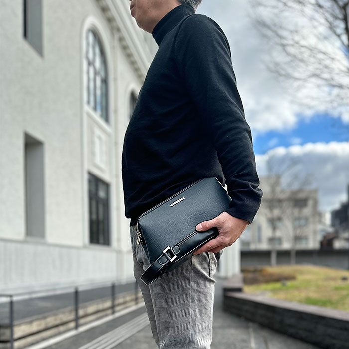 セカンドバッグ クラッチバッグ 日本製 豊岡製鞄 メンズ 高機能PVC 抗菌 耐アルコール ハンドル付き がま口 セカンドポーチ PHILIPE LANGLET KBN25944