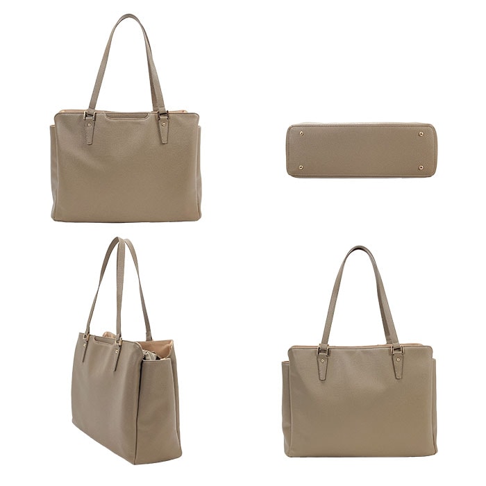 トートバッグ レディース 軽量 軽い A4ファイル対応 通勤バッグ 通学 大きめ 3層 ファスナー 肩掛け 自立 シンプル おしゃれ ポケット多い 横型 黒 茶 ブルー グレー VALENTINO VISCANI KBN53442